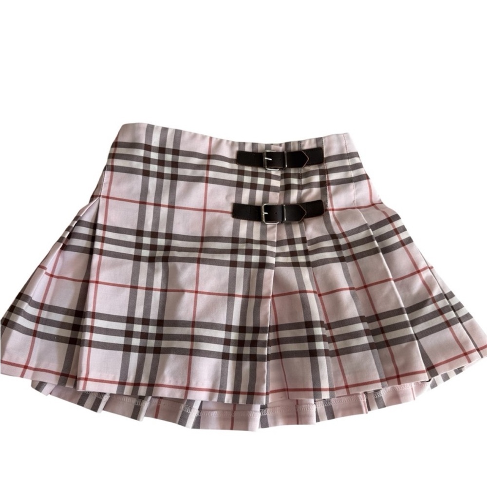 BURBERRY Girls Pink Plaid Skirt Kilt Wool Blend